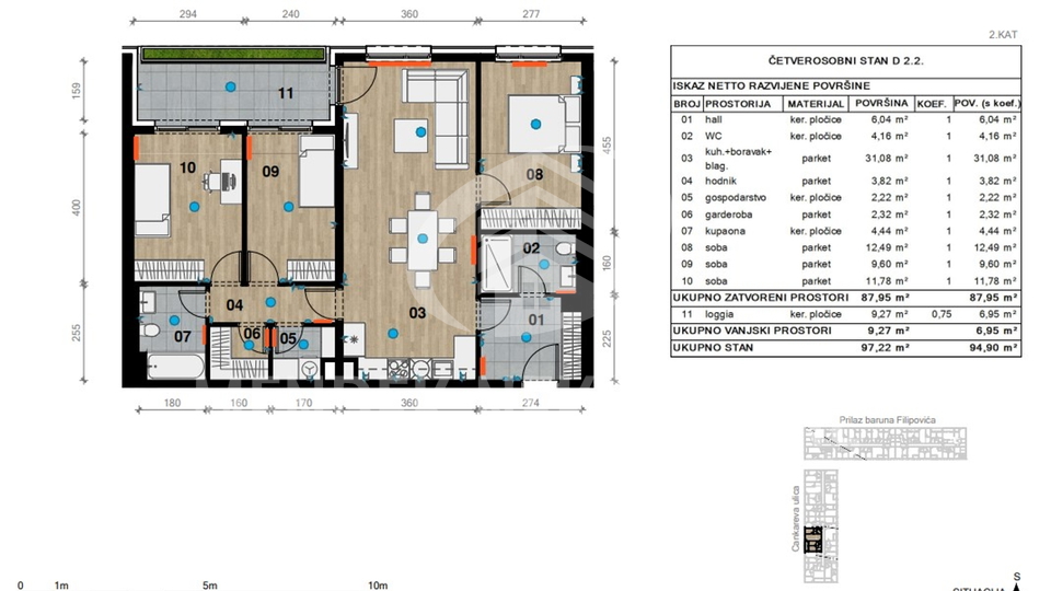 Apartment, 94 m2, For Sale, Črnomerec