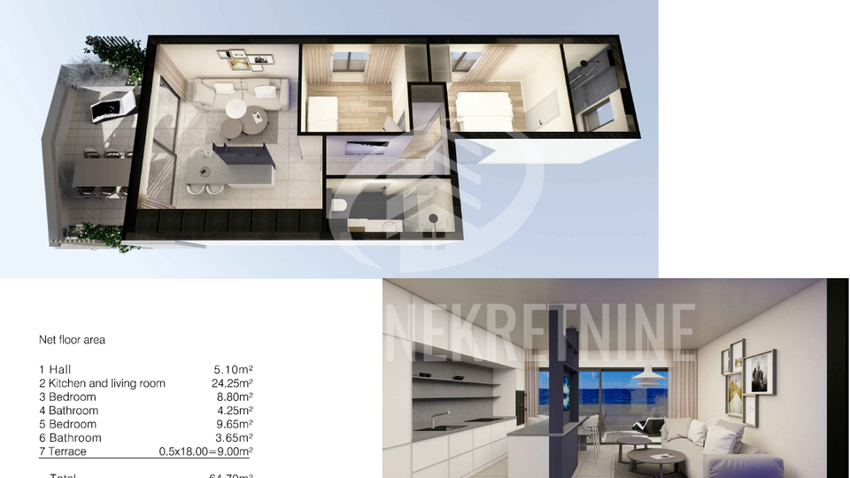 Ferienwohnung, 63 m2, Verkauf, Povljana