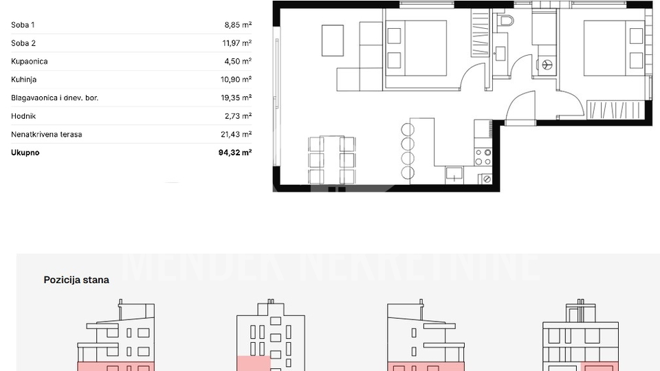 Wohnung, 94 m2, Verkauf, Zadar-okolica - Petrčane