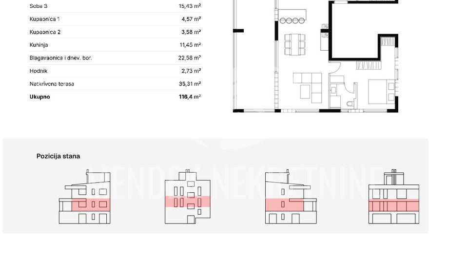 Wohnung, 116 m2, Verkauf, Zadar-okolica - Petrčane