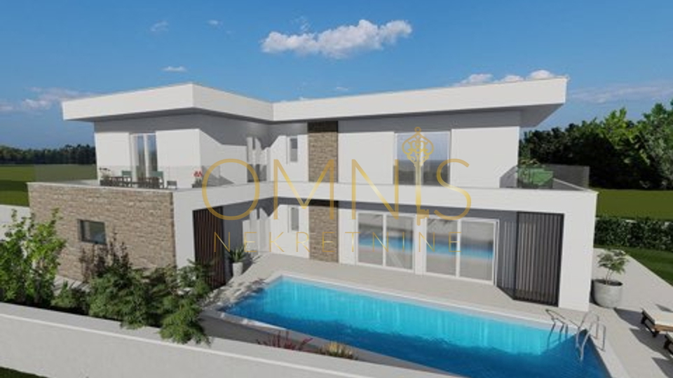 Svetvinčenat, Režanci, elitna vila s bazenom! Projekt s građevinskom dozvolom!