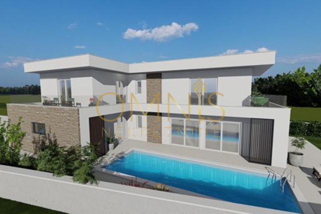 Svetvinčenat, Režanci, elitna vila s bazenom! Projekt s građevinskom dozvolom!