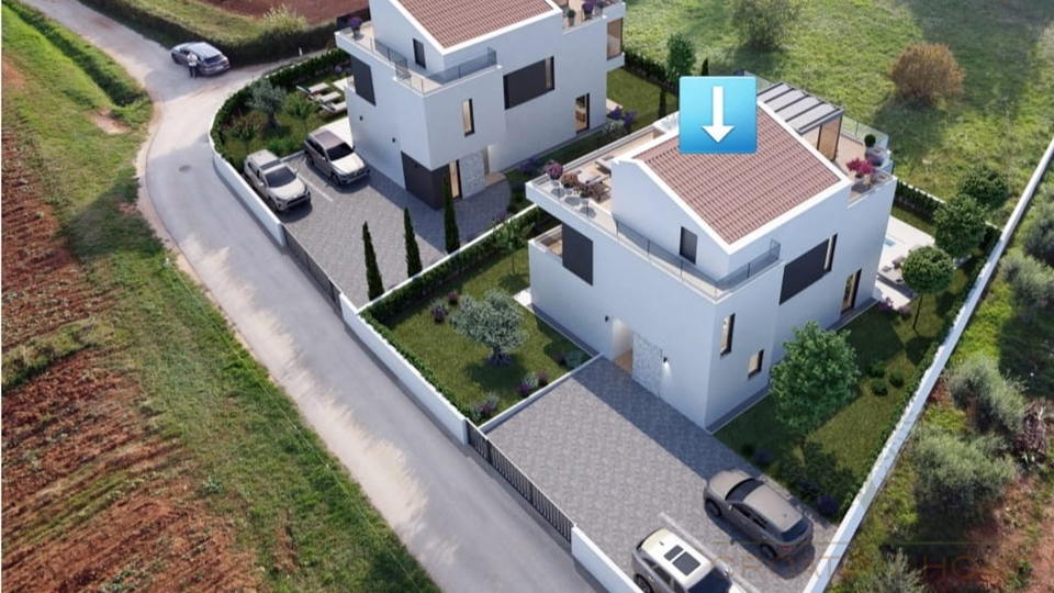 Villa mit beheiztem Pool in bester Lage nur 4000m zum Meer in ruhiger Siedlung bei Porec mit Meerblick