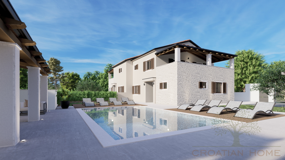 Mediterranes Neubauhaus mit Pool und Fussbodenheizung