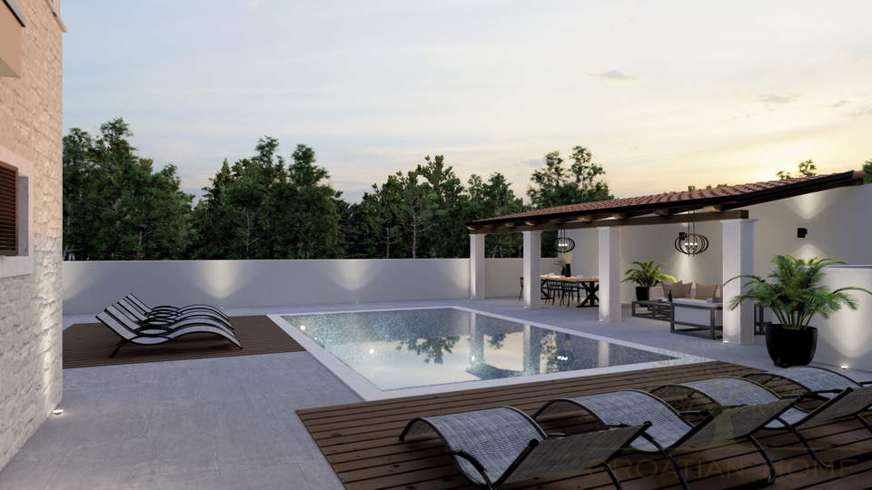 Mediterranes Neubauhaus mit Pool und Fussbodenheizung