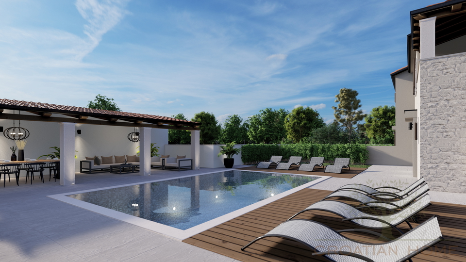 Mediterranes Neubauhaus mit Pool und Fussbodenheizung