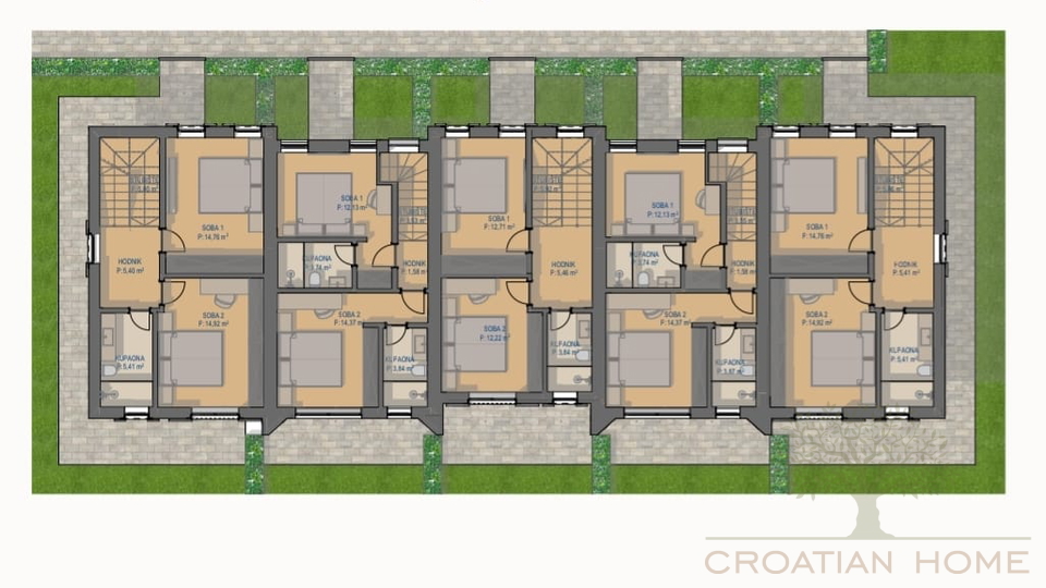 Reihenhaus mit 50 m2 Garten bei Porec und nur 2500 m vom Meer - S4