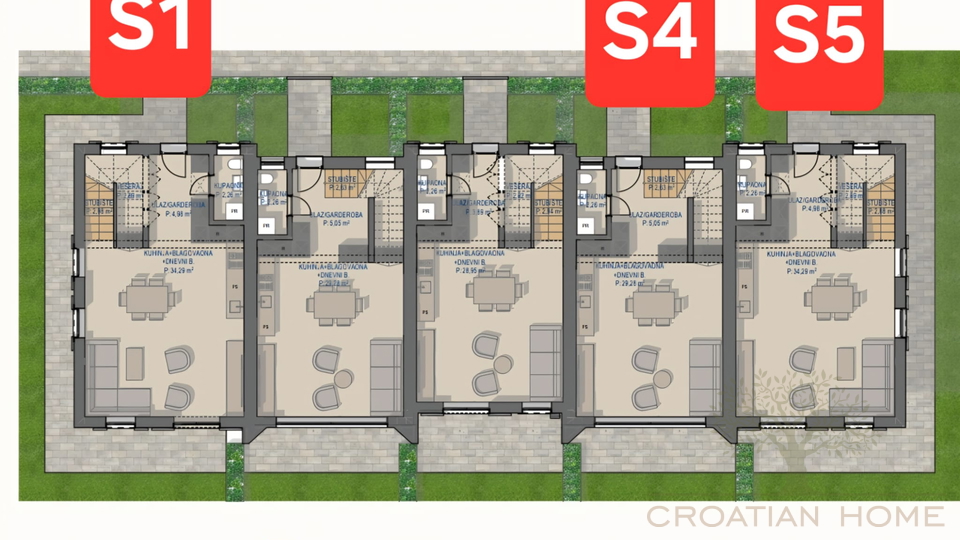 Reihenhaus mit 50 m2 Garten bei Porec und nur 2500 m vom Meer - S4
