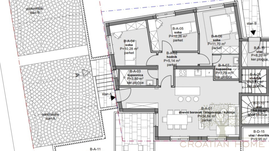 ERDGESCHOSS WOHNUNG MIT 100 M2 GARTEN UND MEERBLICK VOM GARTEN MIT KELLER IN POREC&comma; ISTRIEN UND KROATIEN