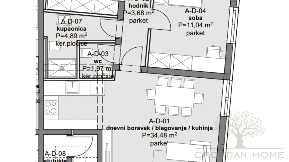 PENTHOUSE IN POREC MIT 3 SCHLAFZIMMER GROSSER DACHTERASSE MIT MEERBLICK UND KELLER