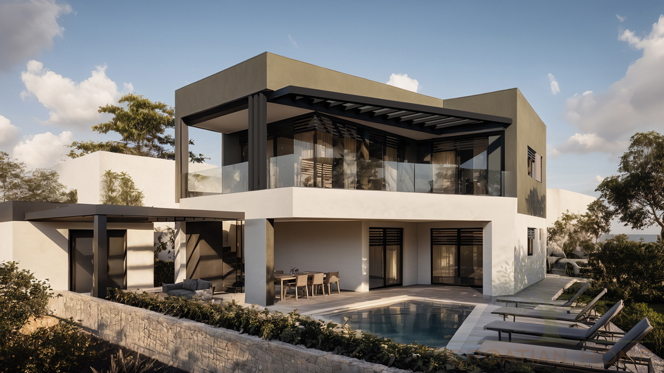 EXCLUISVE DESIGNVILLA MIT GARAGE&comma; MEERBLICK UND BLICK AUF NATIONALPARK BRIJUNI