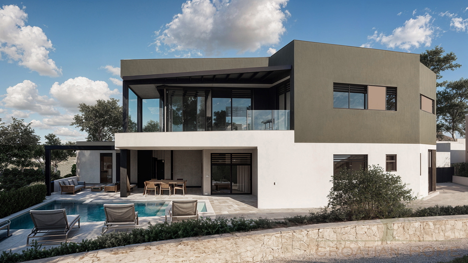 EXCLUISVE DESIGNVILLA MIT GARAGE&comma; MEERBLICK UND BLICK AUF NATIONALPARK BRIJUNI