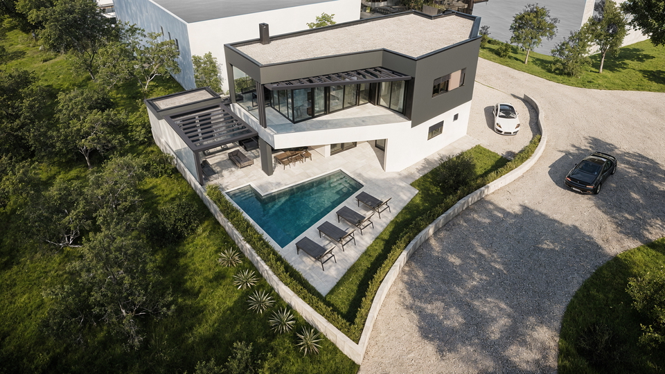 EXCLUISVE DESIGNVILLA MIT GARAGE&comma; MEERBLICK UND BLICK AUF NATIONALPARK BRIJUNI