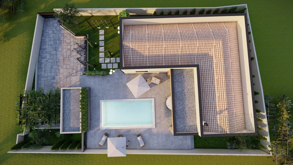 MODERNER BUNGALLOW MIT POOL IM BAU