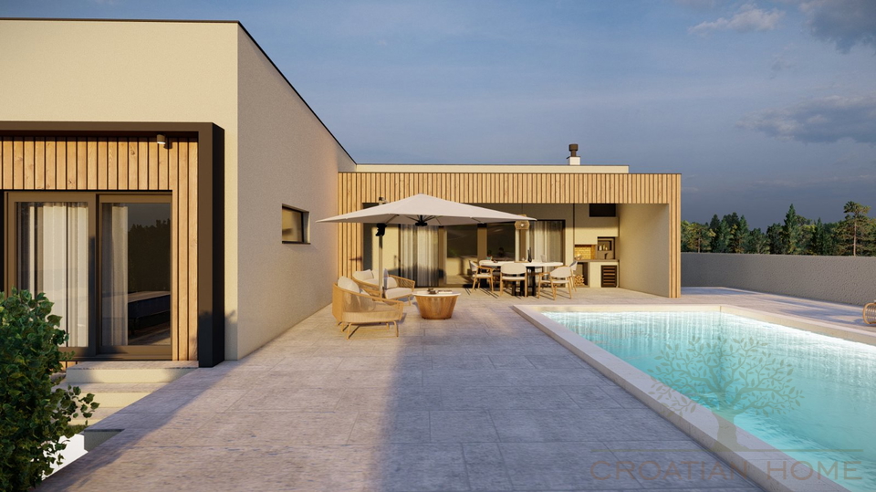 MODERNER BUNGALLOW MIT POOL IM BAU