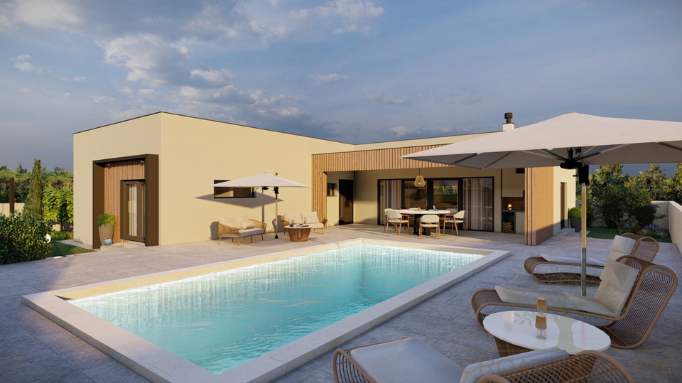 MODERNER BUNGALLOW MIT POOL IM BAU