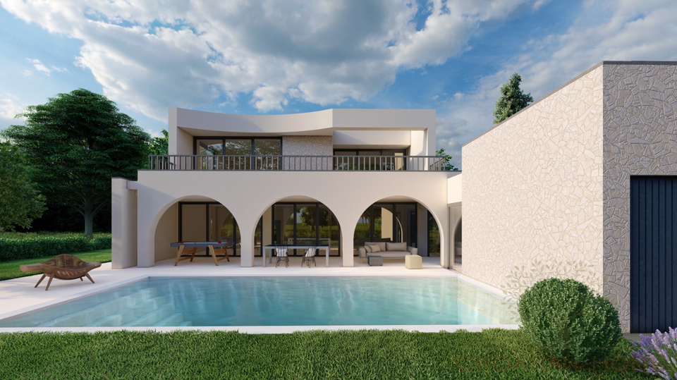 VILLA MIT POOL UND GARAGE UND MEERBLICK - ALLE ANNEHMICHKEITEN FUSSWEIT