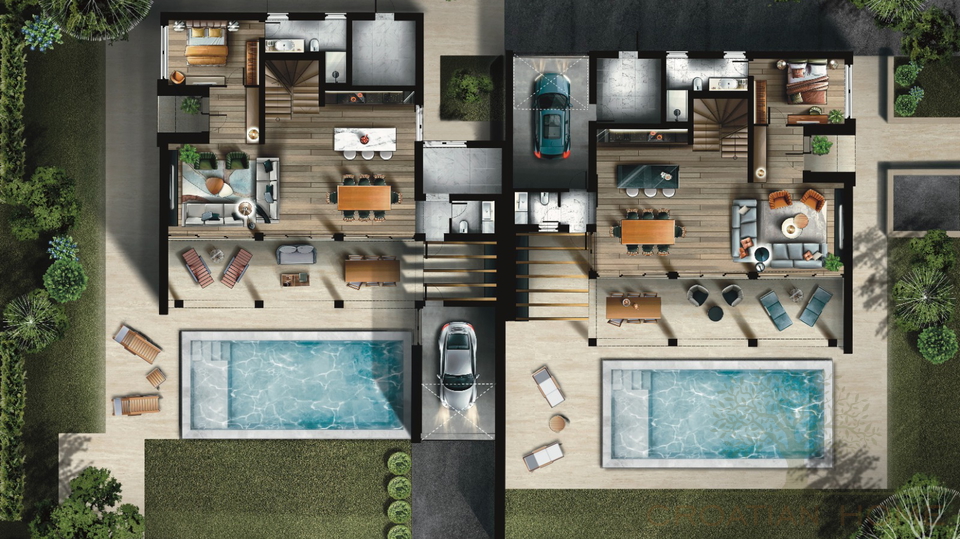 VILLA MIT POOL UND GARAGE UND MEERBLICK - ALLE ANNEHMICHKEITEN FUSSWEIT