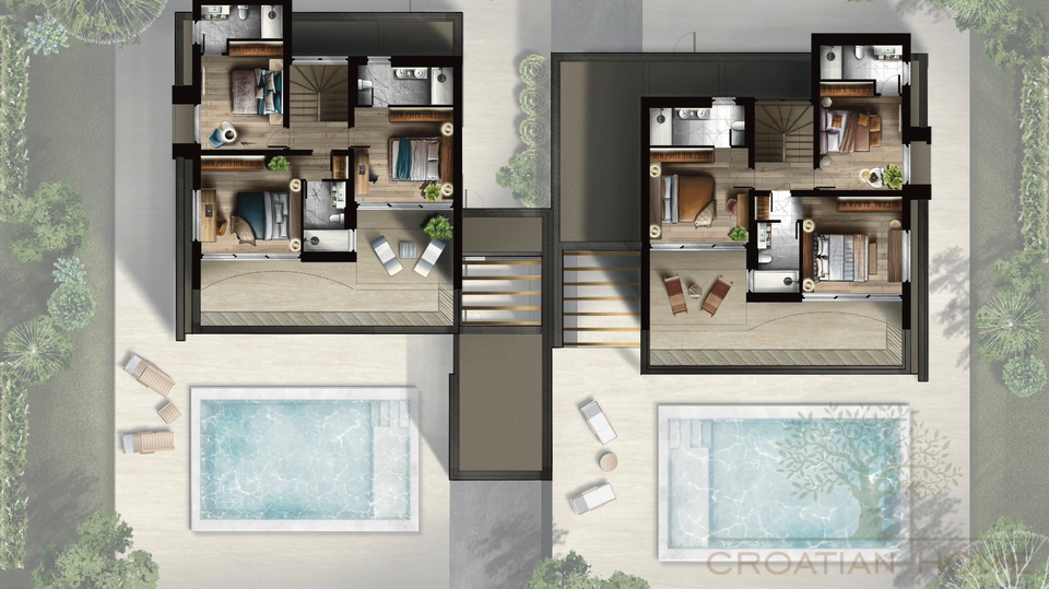 VILLA MIT POOL UND GARAGE UND MEERBLICK - ALLE ANNEHMICHKEITEN FUSSWEIT