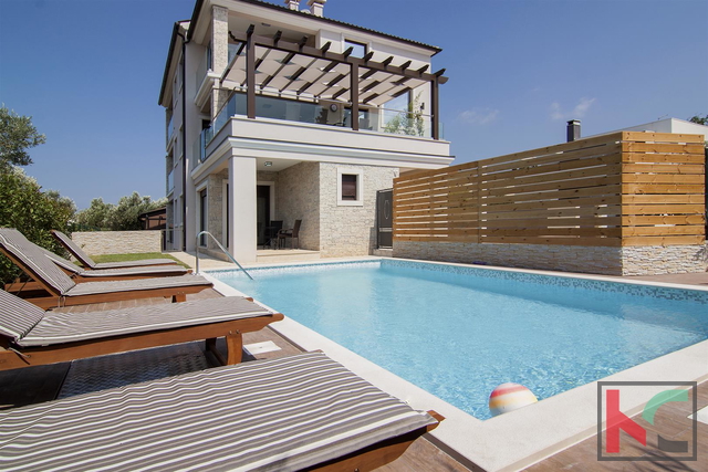 Fažana, luxury design house with a pool, panoramic view of the Brijuni