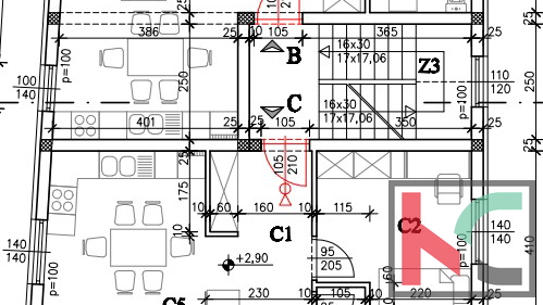 Pula, Veli Vrh, appartamento con tre camere da letto in un nuovo edificio con giardino