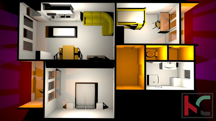 Istrien, Pula, Zentrum, komplett möblierte und ausgestattete Wohnung zum Wohnen 2SS+DB mit 2 Balkonen, #Verkauf