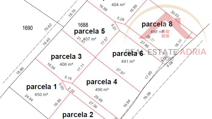 For sale 8 plots of building land in Benkovac with a total area of 3837 m2, Zadar County, Croatia