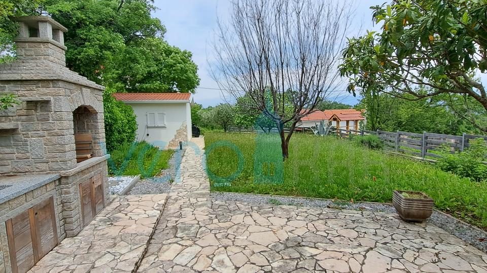 Soline cove, surroundings, island of Krk, semi-detached house with sea view, garage and garden, for sale