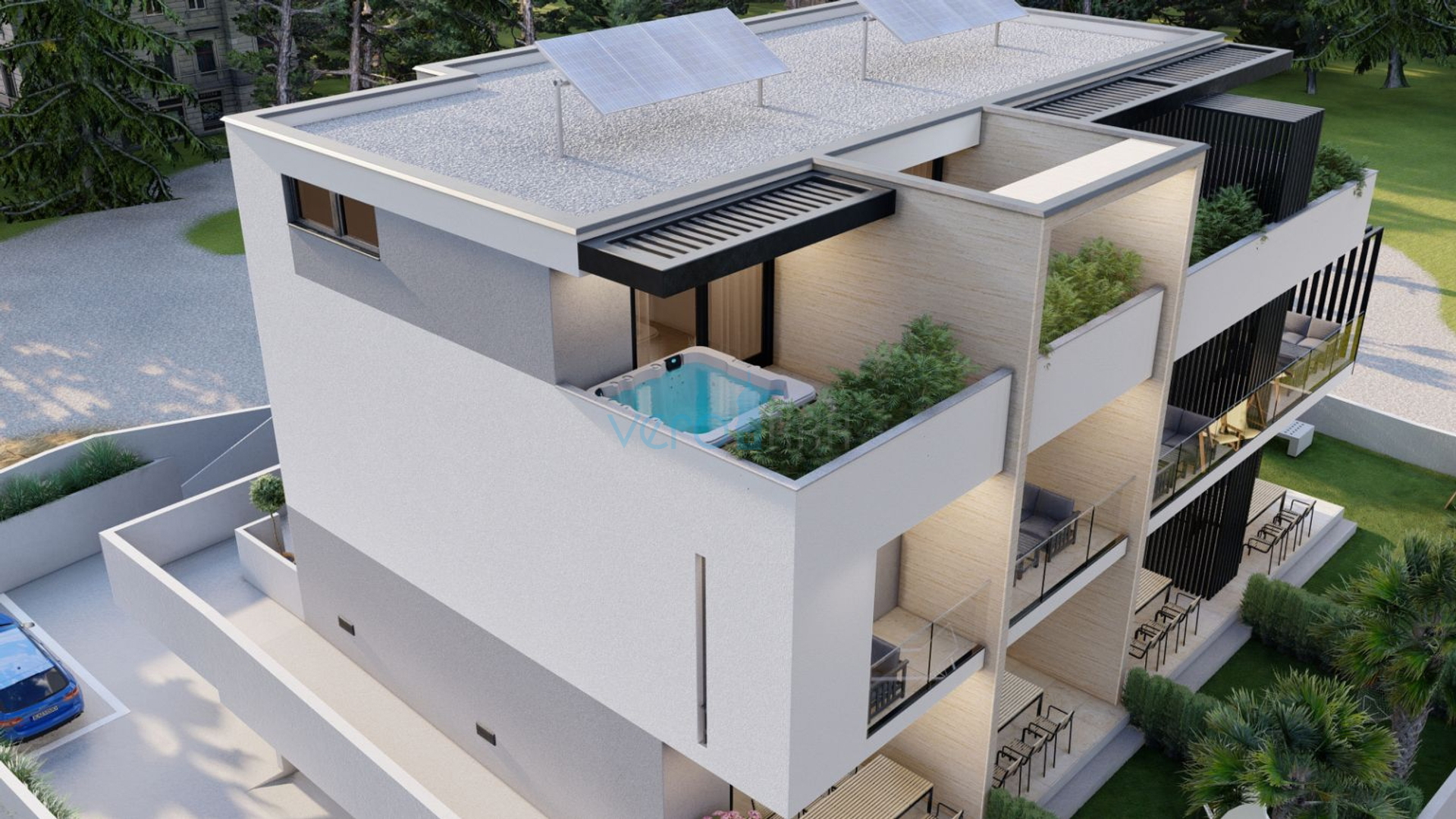 City of Krk, center, luxury apartment 90m2, garage, terrace
