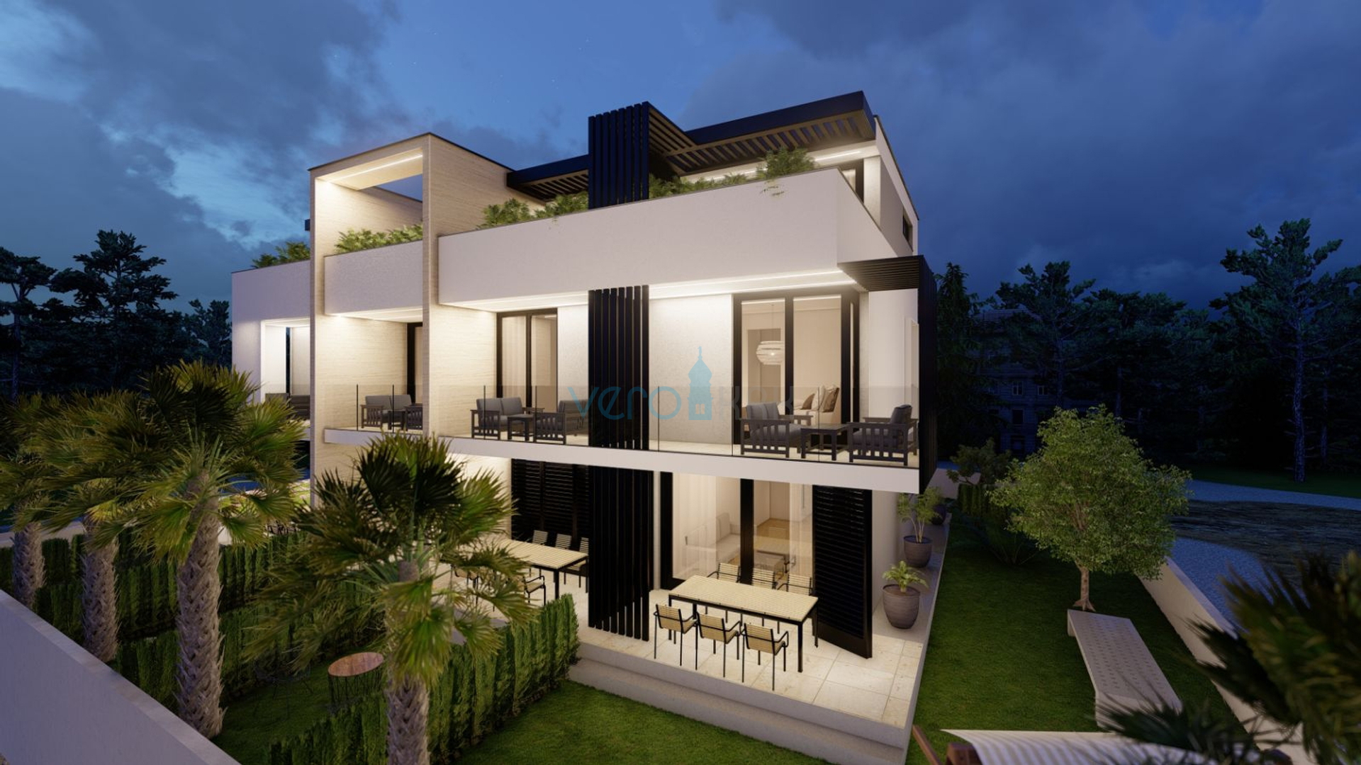 Grad Krk, centar, luksuzni stan 90m2, garaža, terasa