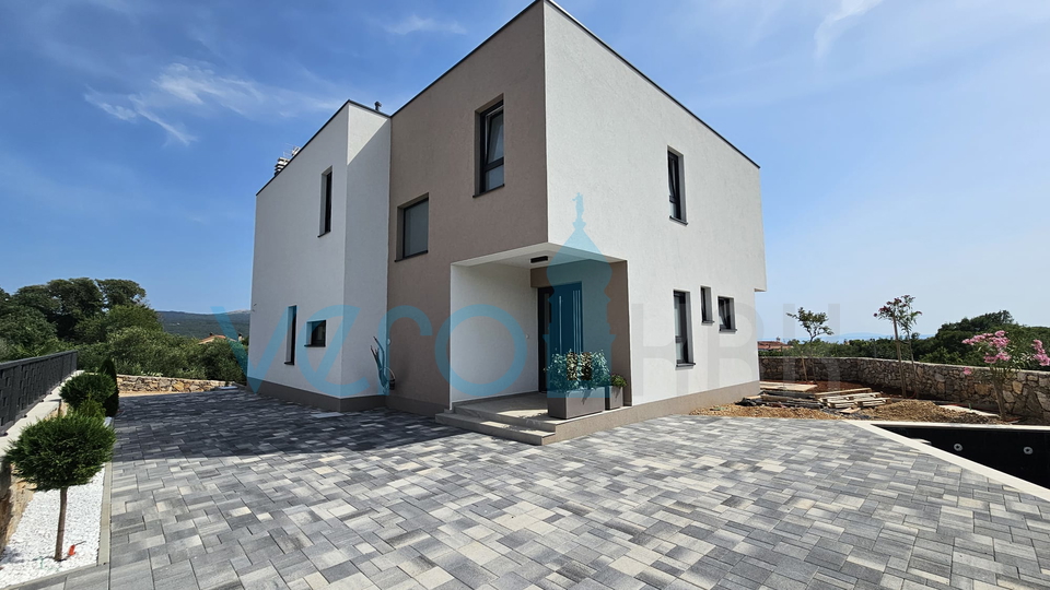 Stadt Krk, Umgebung, Villa 200m2, Schwimmbad, freie Sicht, zu verkaufen