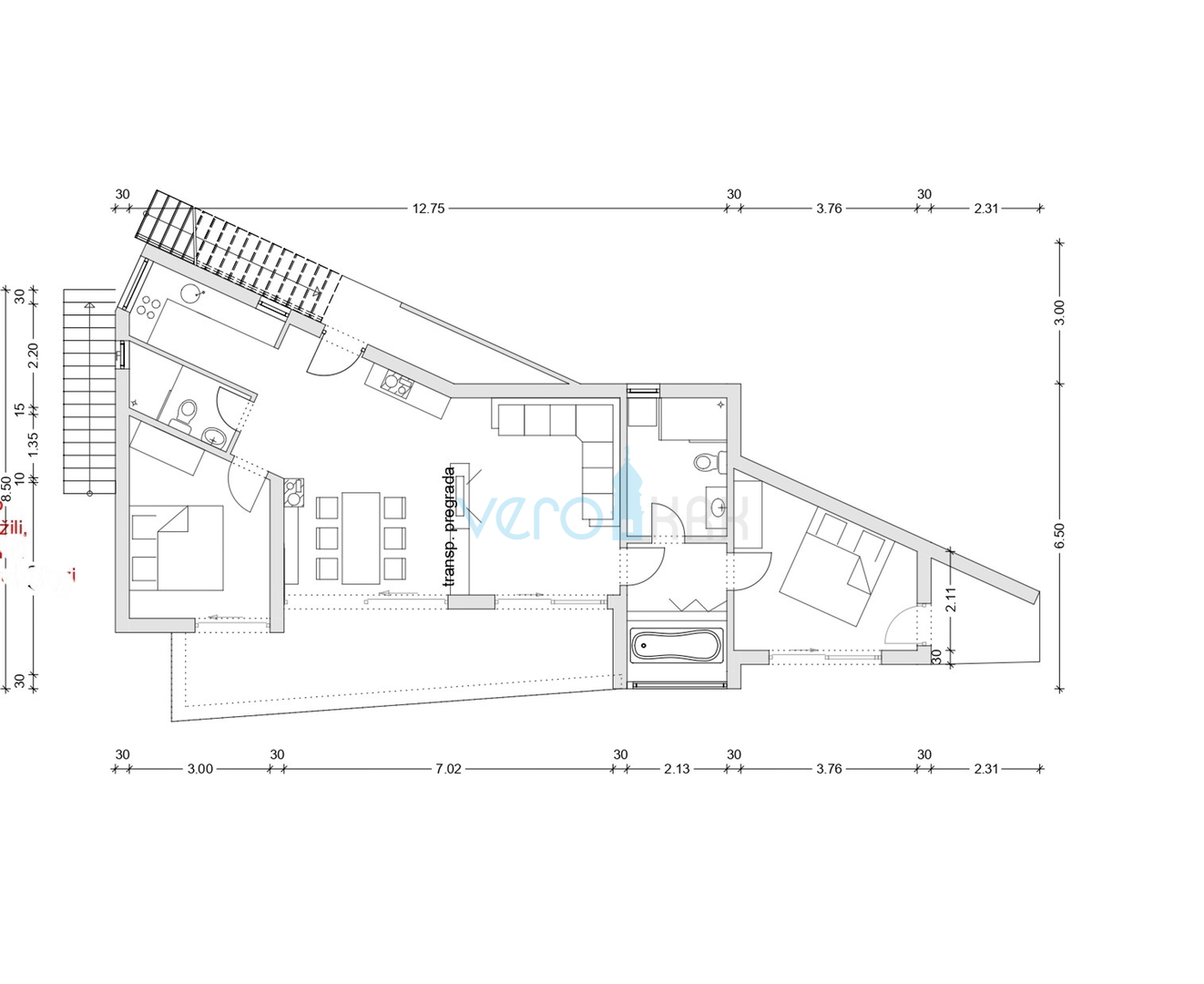 Kvarner, Novi Vinodolski, Klenovica - parcela 566m2, kuća s bazenom, pogled na more, prodaja