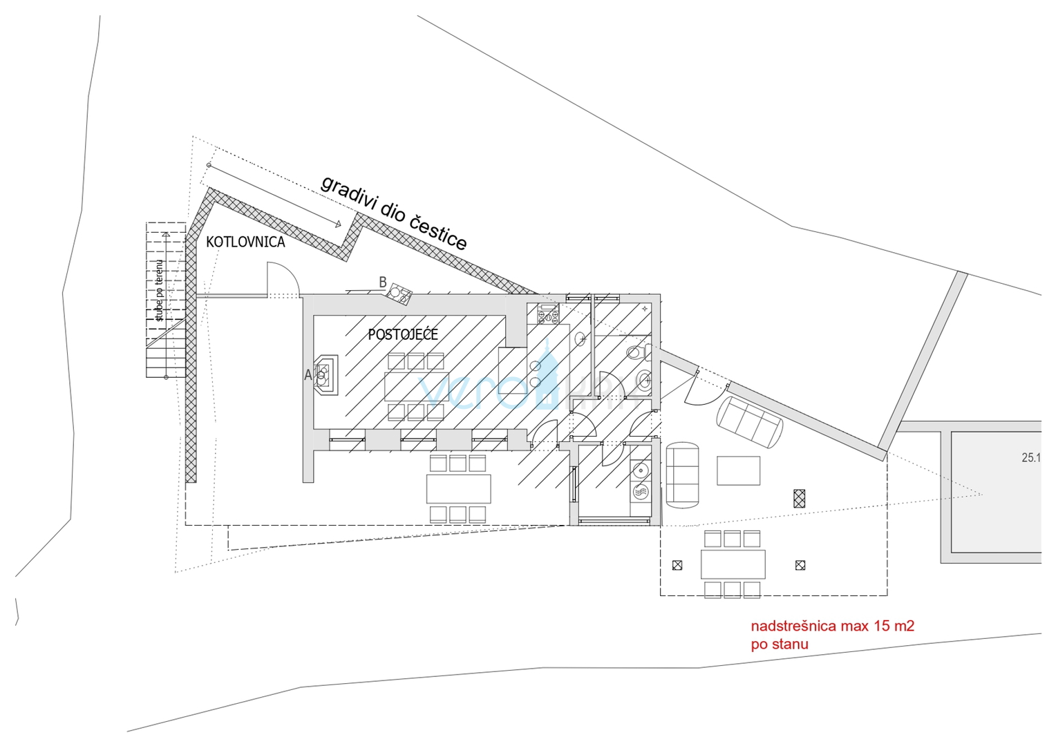 Kvarner, Novi Vinodolski, Klenovica - parcela 566m2, kuća s bazenom, pogled na more, prodaja