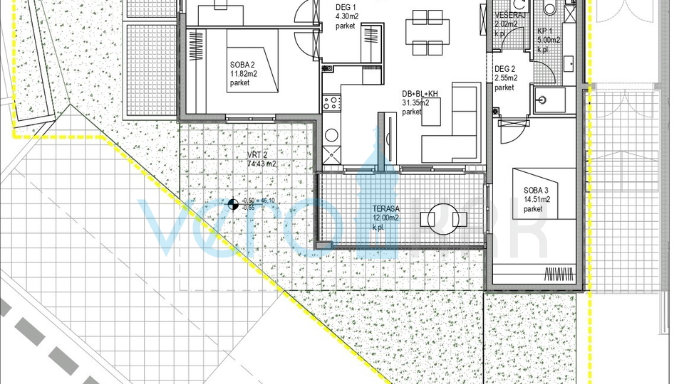 Kostrena, zona Rijeka, confortevole trilocale, vicino al mare, piano terra, in vendita