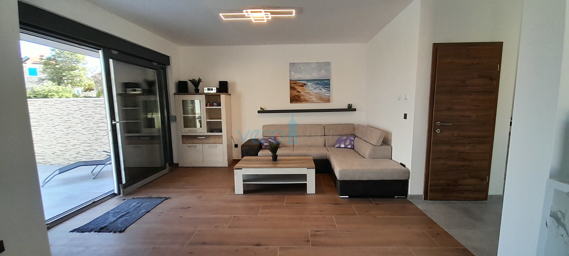 Vrbnik, okolica, dvojna kuća, novogradnja, pogled, bazen, prodaja