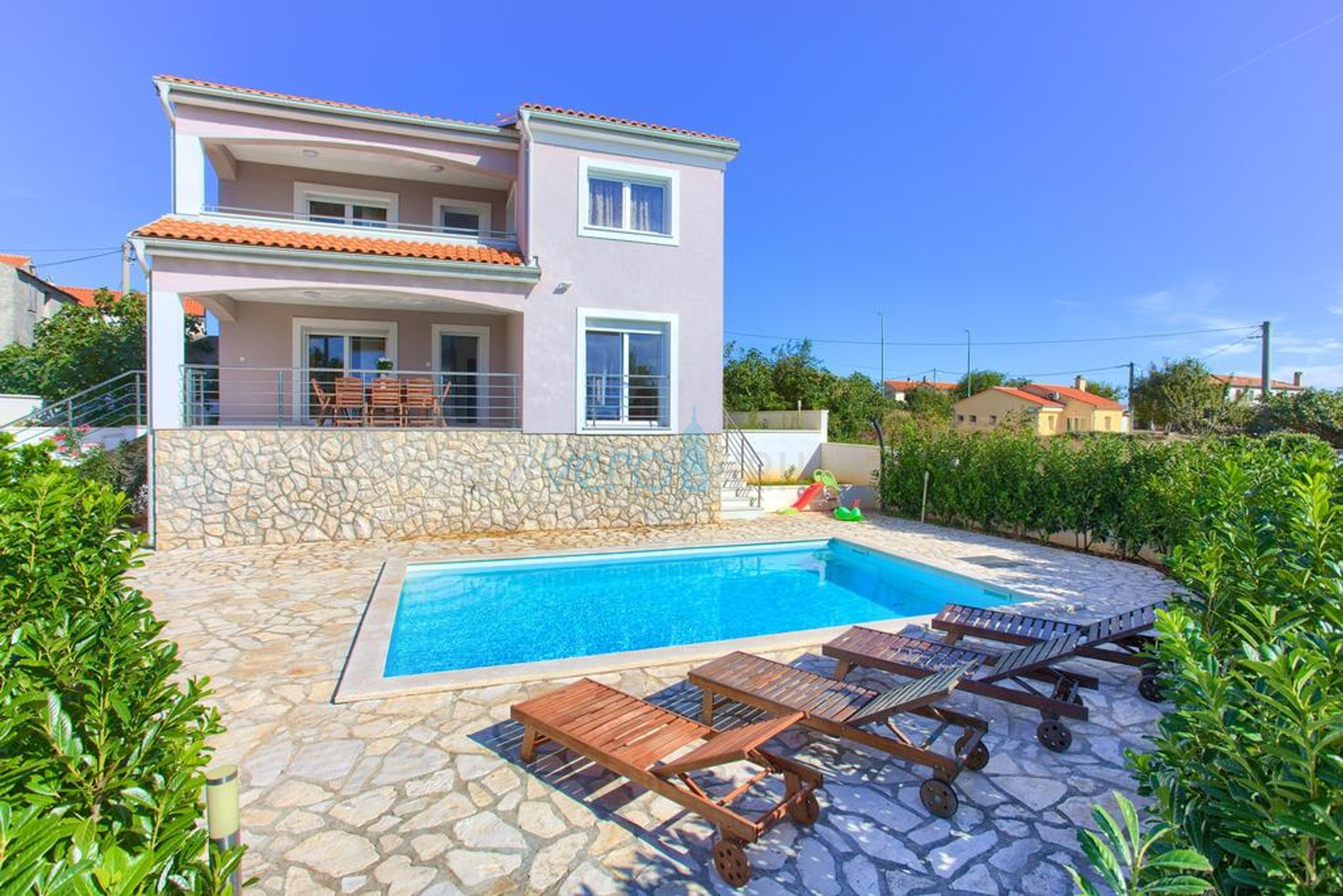 Die Insel Krk, Krk Stadt umgeben, freistehendes Haus mit Pool und Meerblick