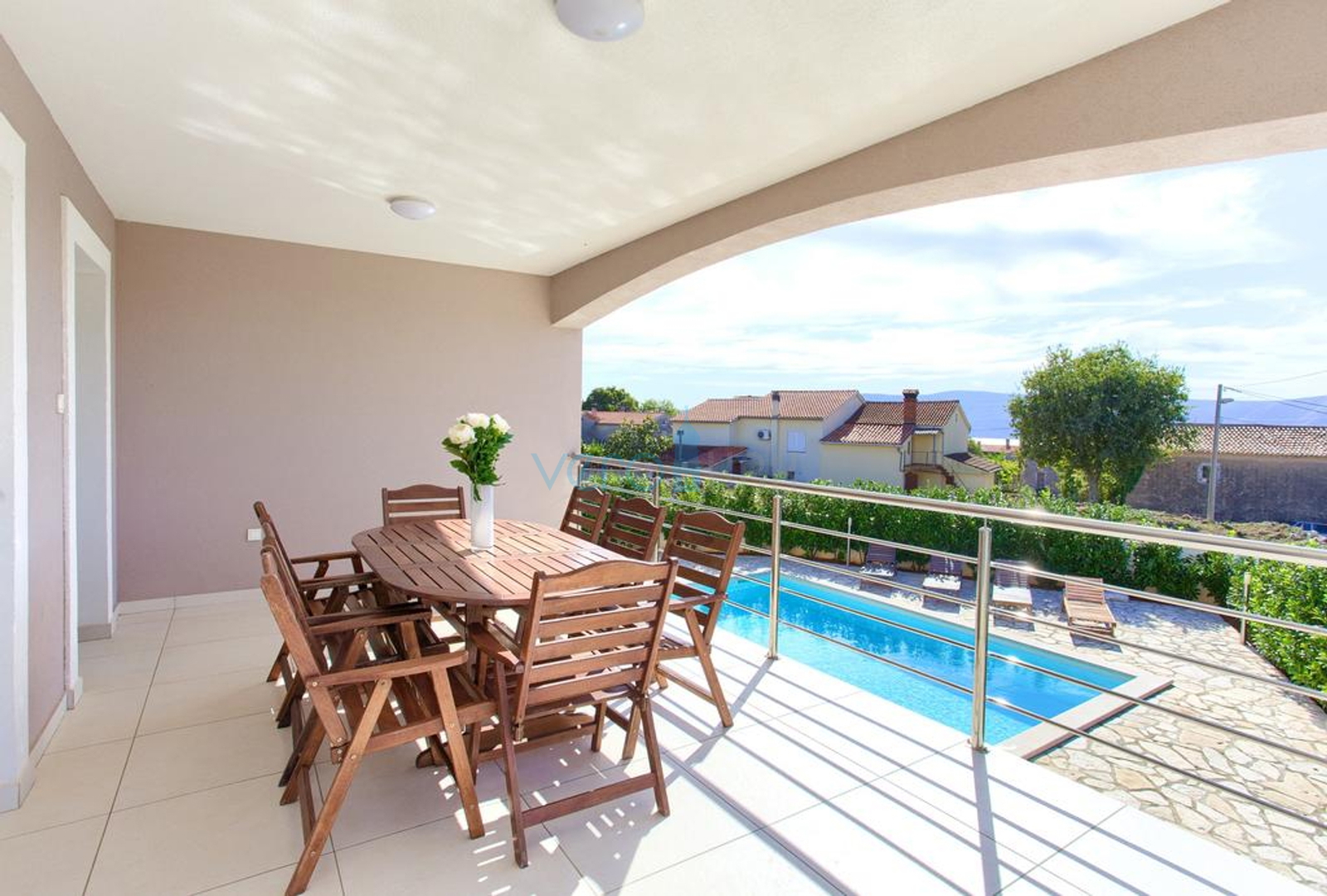 Die Insel Krk, Krk Stadt umgeben, freistehendes Haus mit Pool und Meerblick