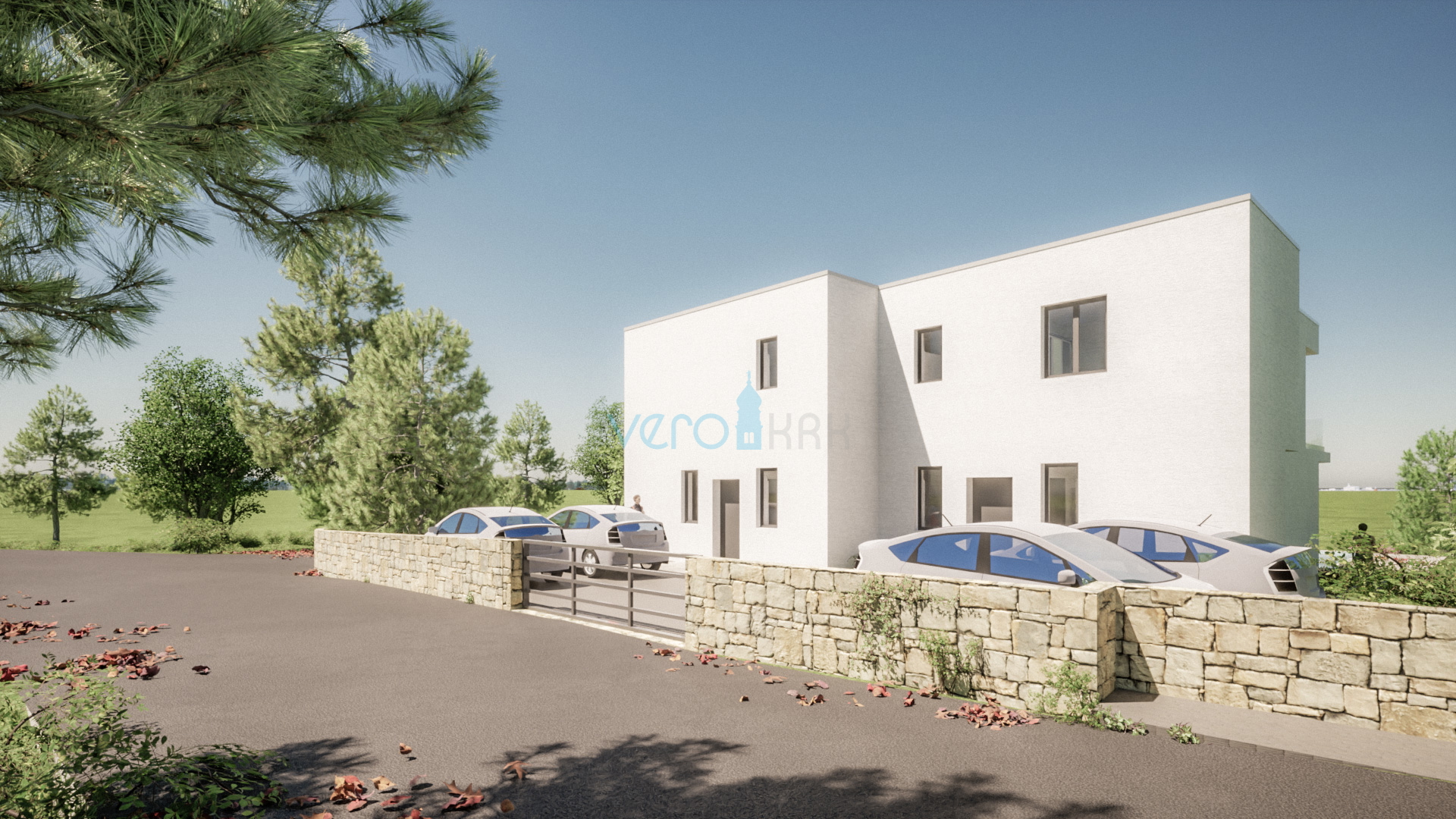City of Krk, wider area, building land 828m2, building permit, sea view, for sale