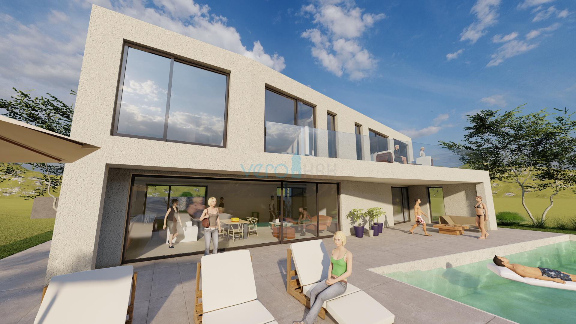 Krk city, nearby surroundings, ultra modern designer villa, pool, sea view, for sale