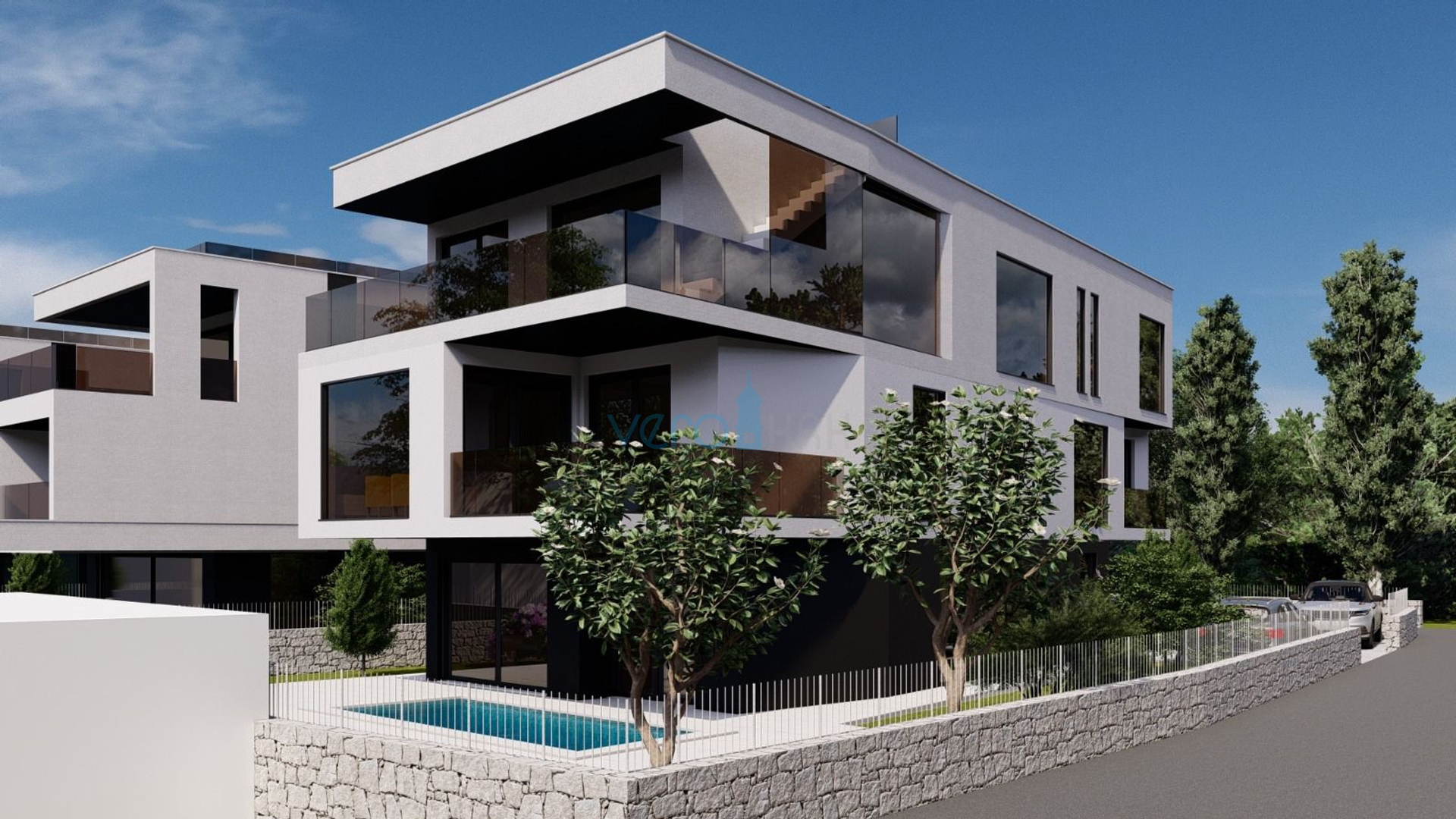 Omišalj, Njivice, Zemljišta ukupne površine 3618 m2 sa projektima i dozvolama za gradnju stambenih zgrada, prodaja