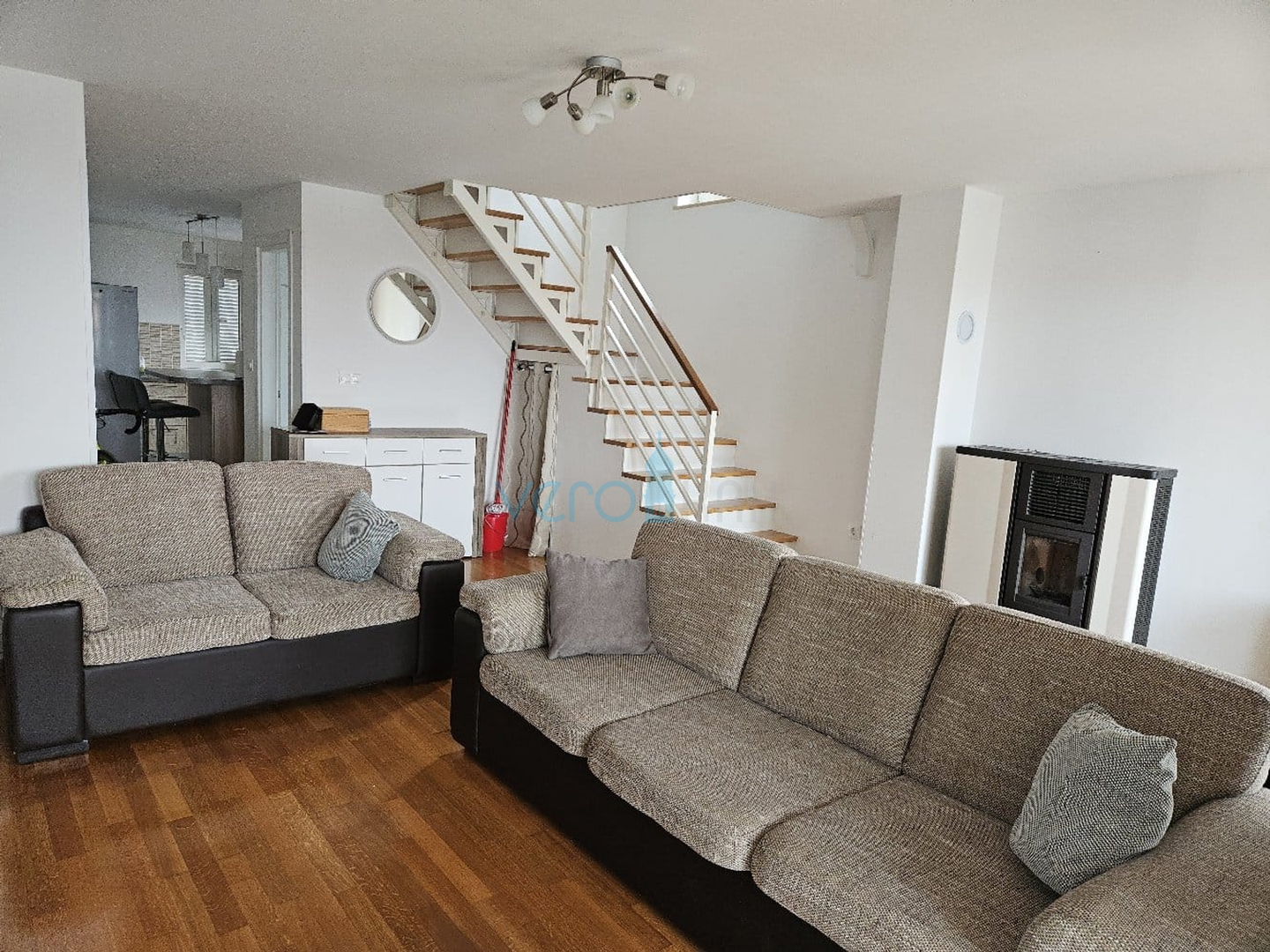 Malinska, near the center, Nice two-story apartment 100 m2 with an open sea view, for sale