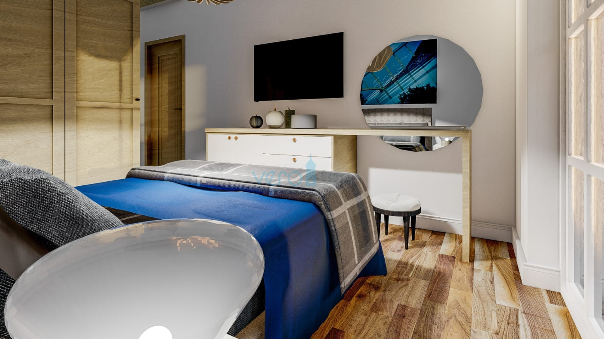 Grad Krk, okolica, nova kamena kuća sa bazenom i panoramskim pogledom na more, prodaja