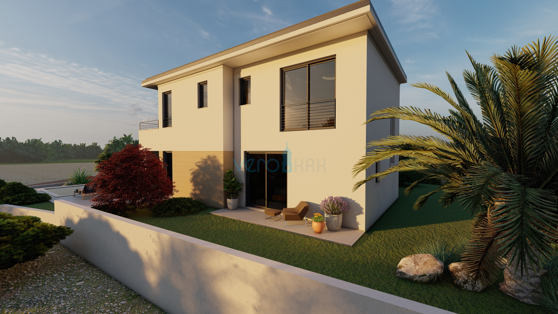 Otok Krk, Malinska okolica, građevinski tereni  622m2 i 540m2 građevinskim dozvolama, prodaja