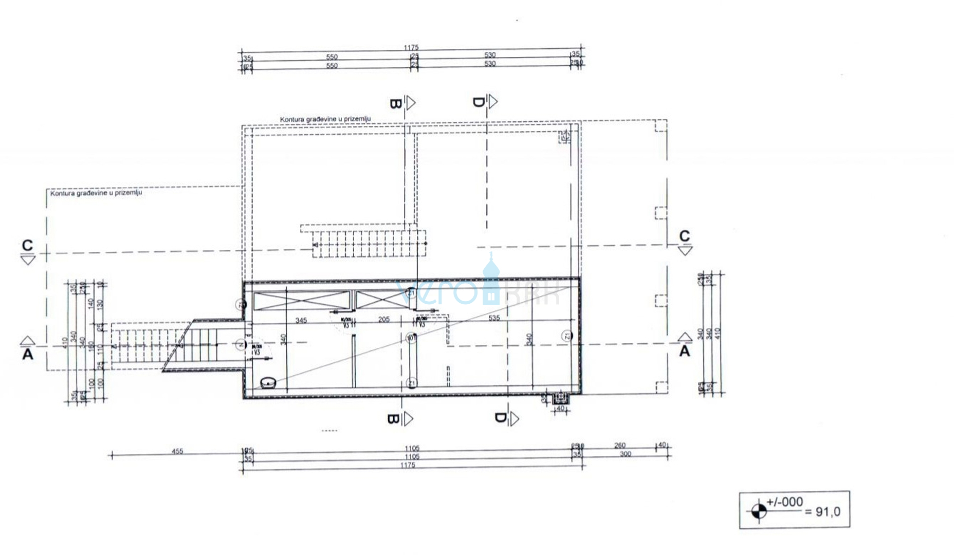 Otok Krk, Vrbnik, okolica, građevinsko zemljište 885 m2 sa građevinskom dozvolom, prodaja