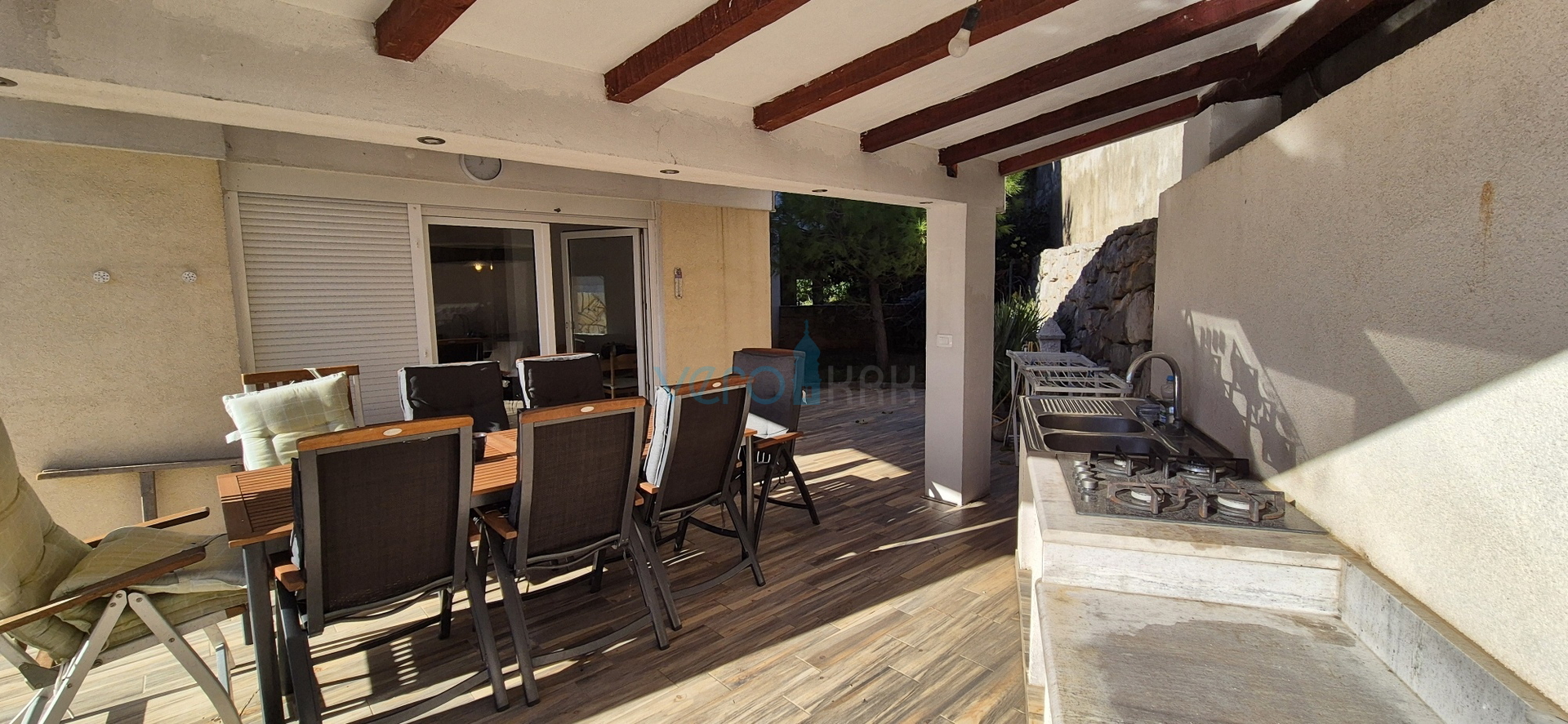 City of Krk, island of Krk, three-room apartment on the ground floor, garden, terrace, for sale