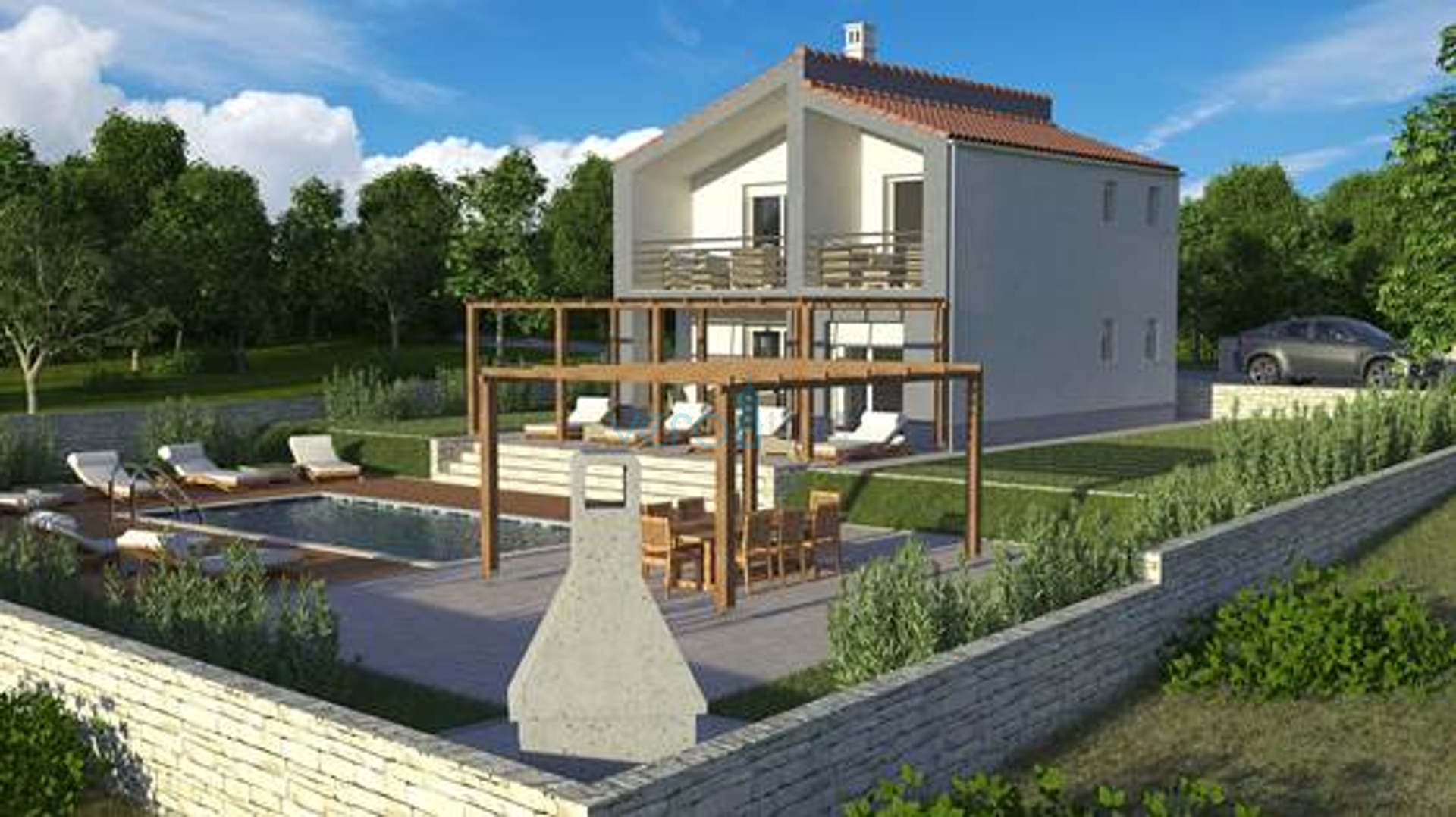 Vrbnik, Insel Krk, dynamisches Einfamilienhaus mit Pool und großem Garten