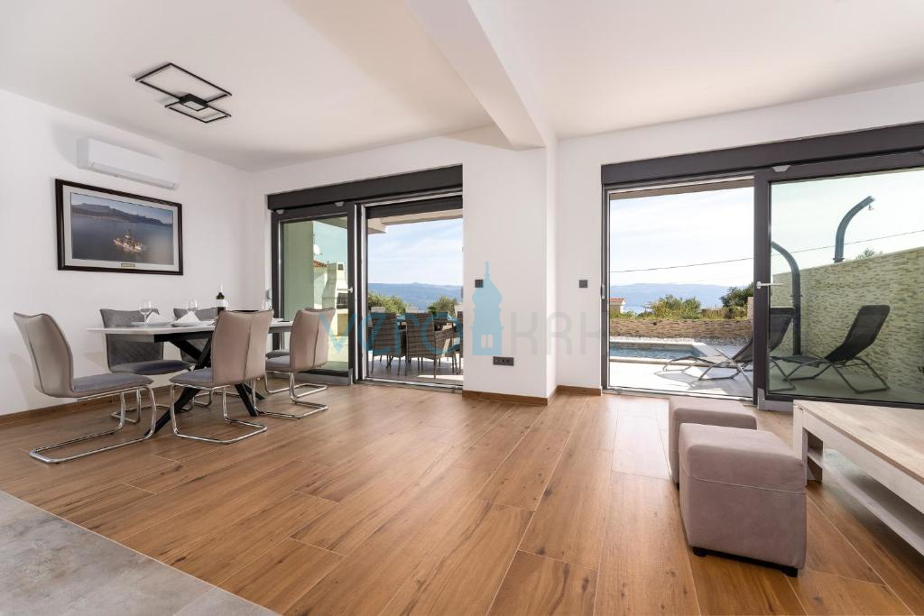 Vrbnik, surroundings, semi-detached house, newly built, view, swimming pool, for sale