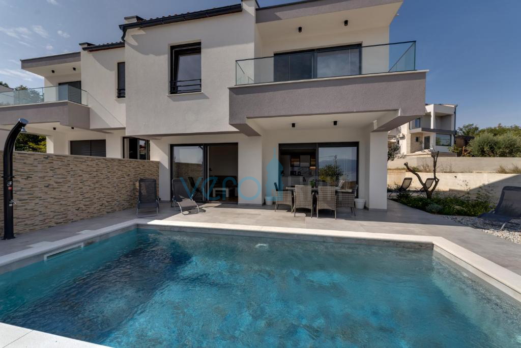 Vrbnik, surroundings, semi-detached house, newly built, view, swimming pool, for sale