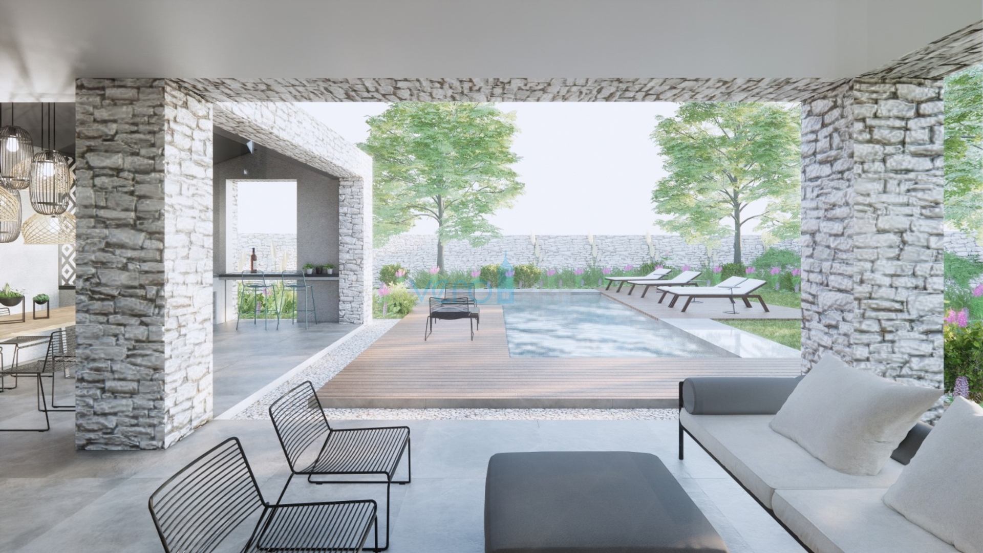 Vrbnik, luksuzna novogradnja s bazenom u mirnom okružju