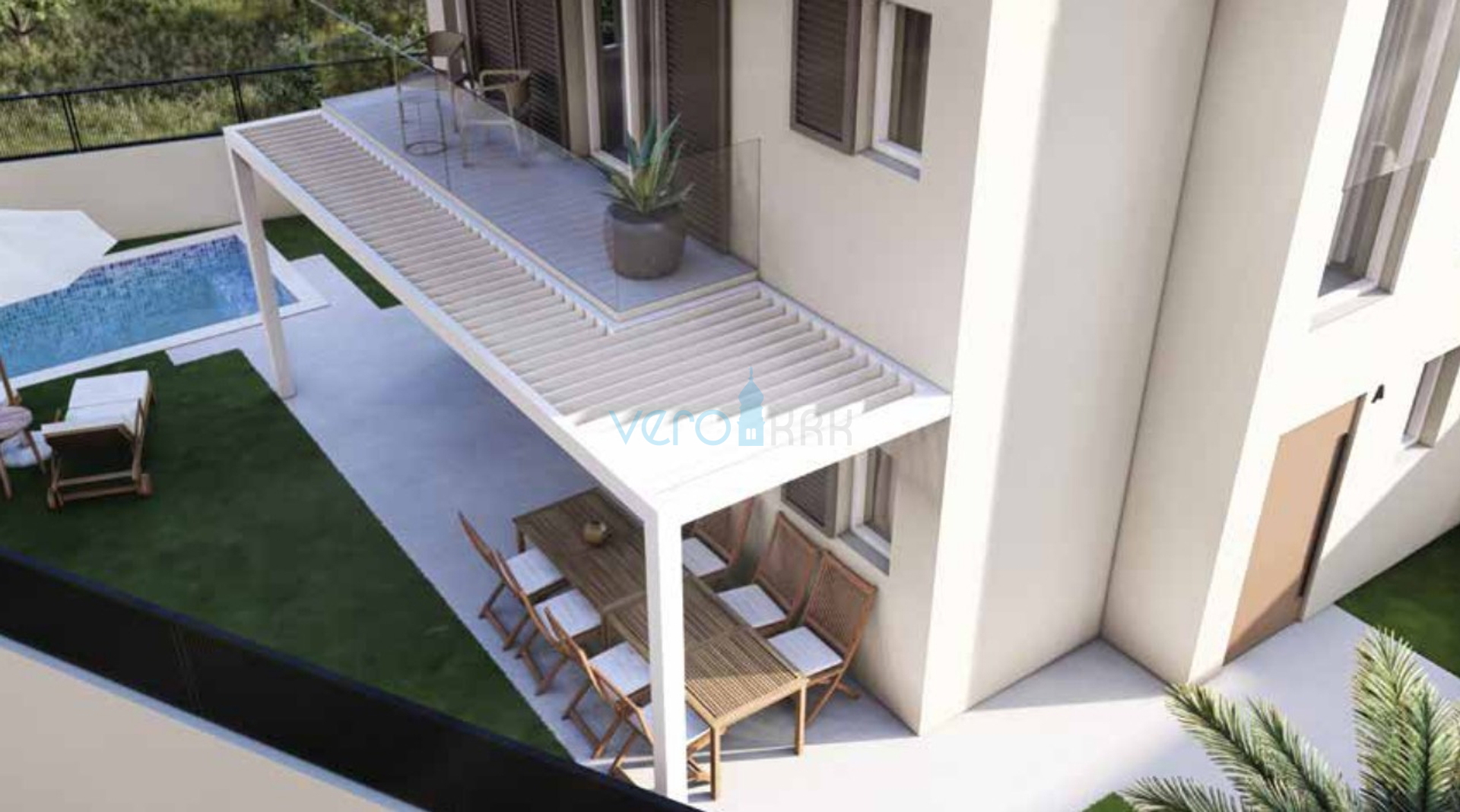 Otok Krk, Uvala Soline, dvojna kuća u izgradnji,pogled, prodaja